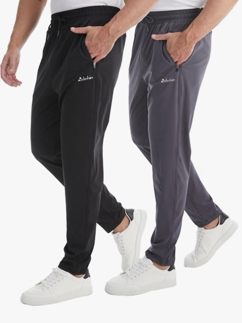 2 Pairs of Clothin Men's Sweatpants in Black & Gray - Zipper Pockets
